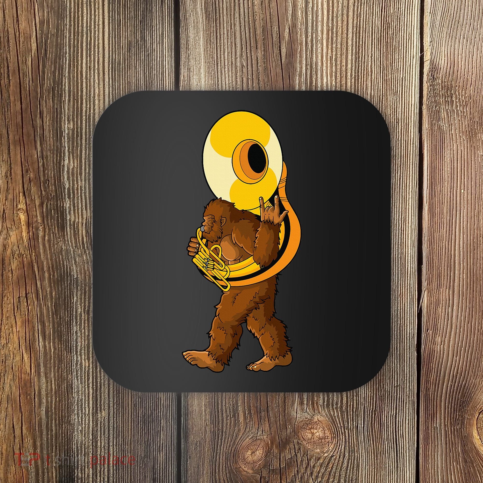 Bigfoot playing sousaphone instrument tuba Coaster