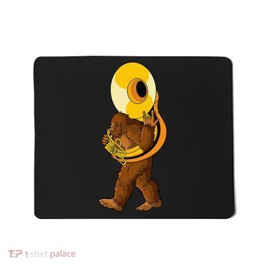 Bigfoot playing sousaphone instrument tuba Mousepad