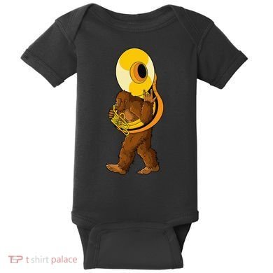 Bigfoot playing sousaphone instrument tuba Baby Bodysuit