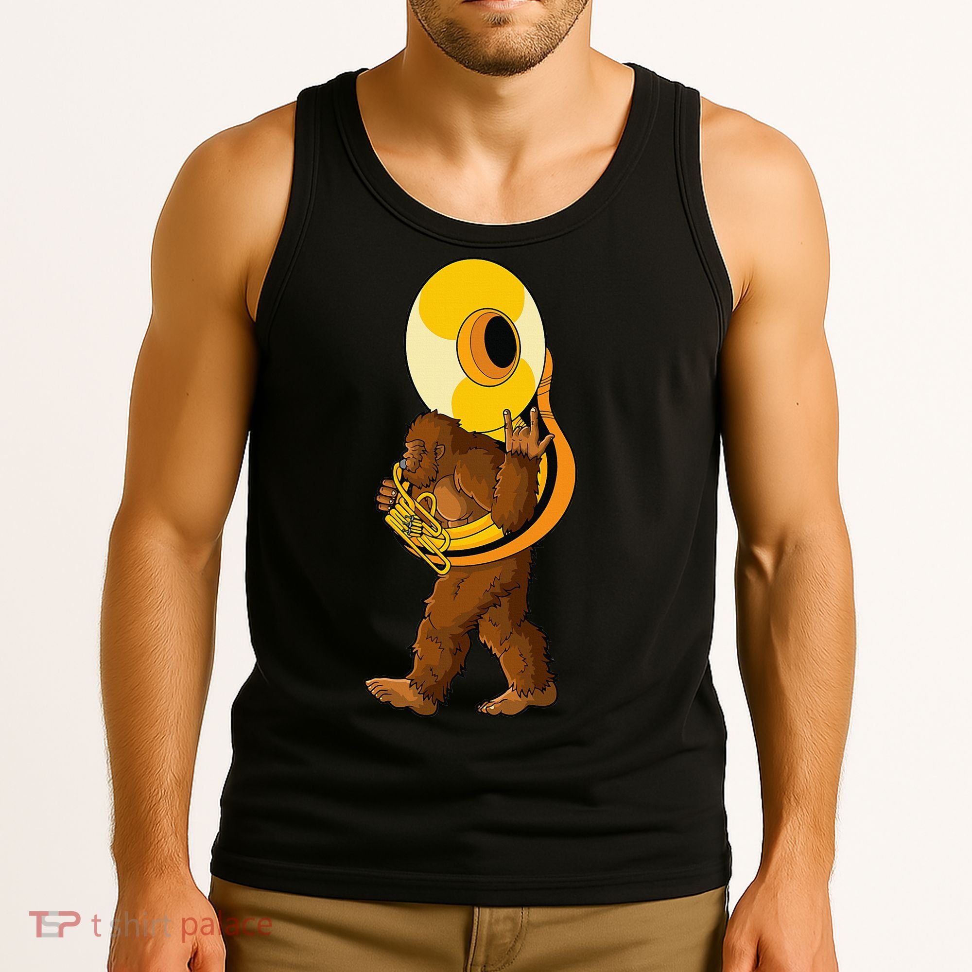 Bigfoot playing sousaphone instrument tuba Tank Top
