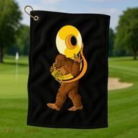 Bigfoot playing sousaphone instrument tuba Golf Towel thumb 1