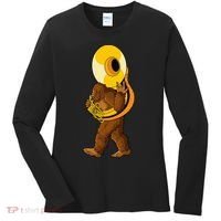 Bigfoot playing sousaphone instrument tuba Women's Long Sleeve Shirt thumb 0