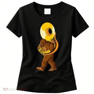 Bigfoot playing sousaphone instrument tuba Women's T-Shirt