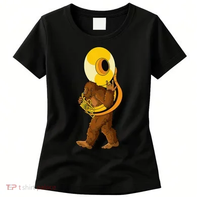 Bigfoot playing sousaphone instrument tuba Women's T-Shirt