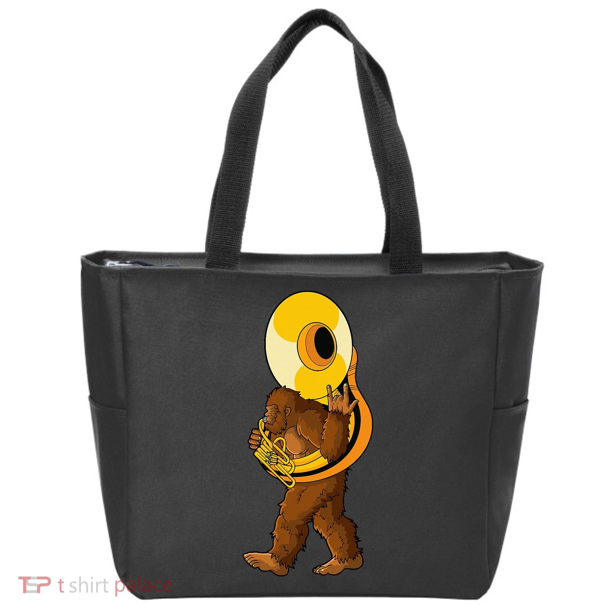 Bigfoot playing sousaphone instrument tuba Tote Bag
