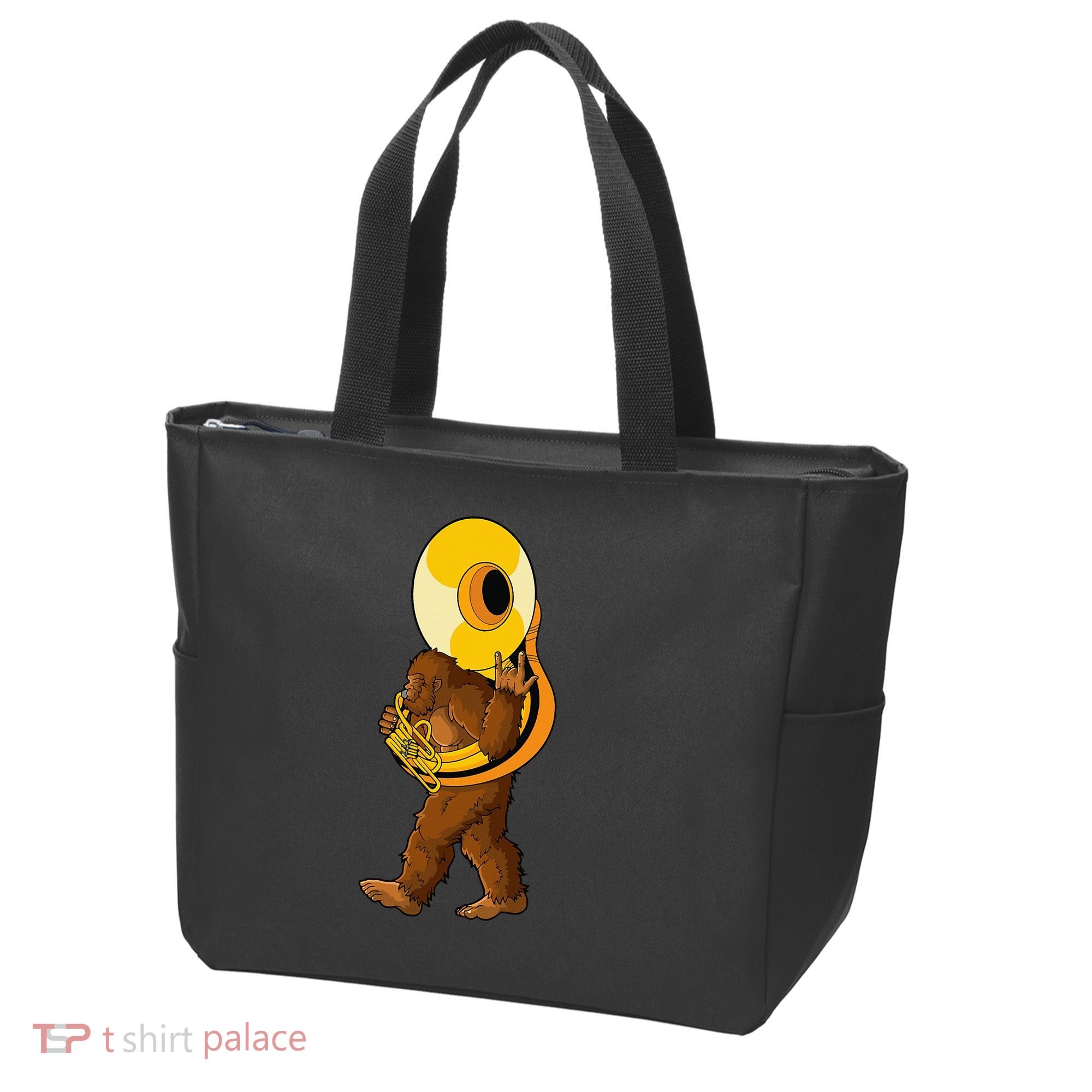 Bigfoot playing sousaphone instrument tuba Tote Bag