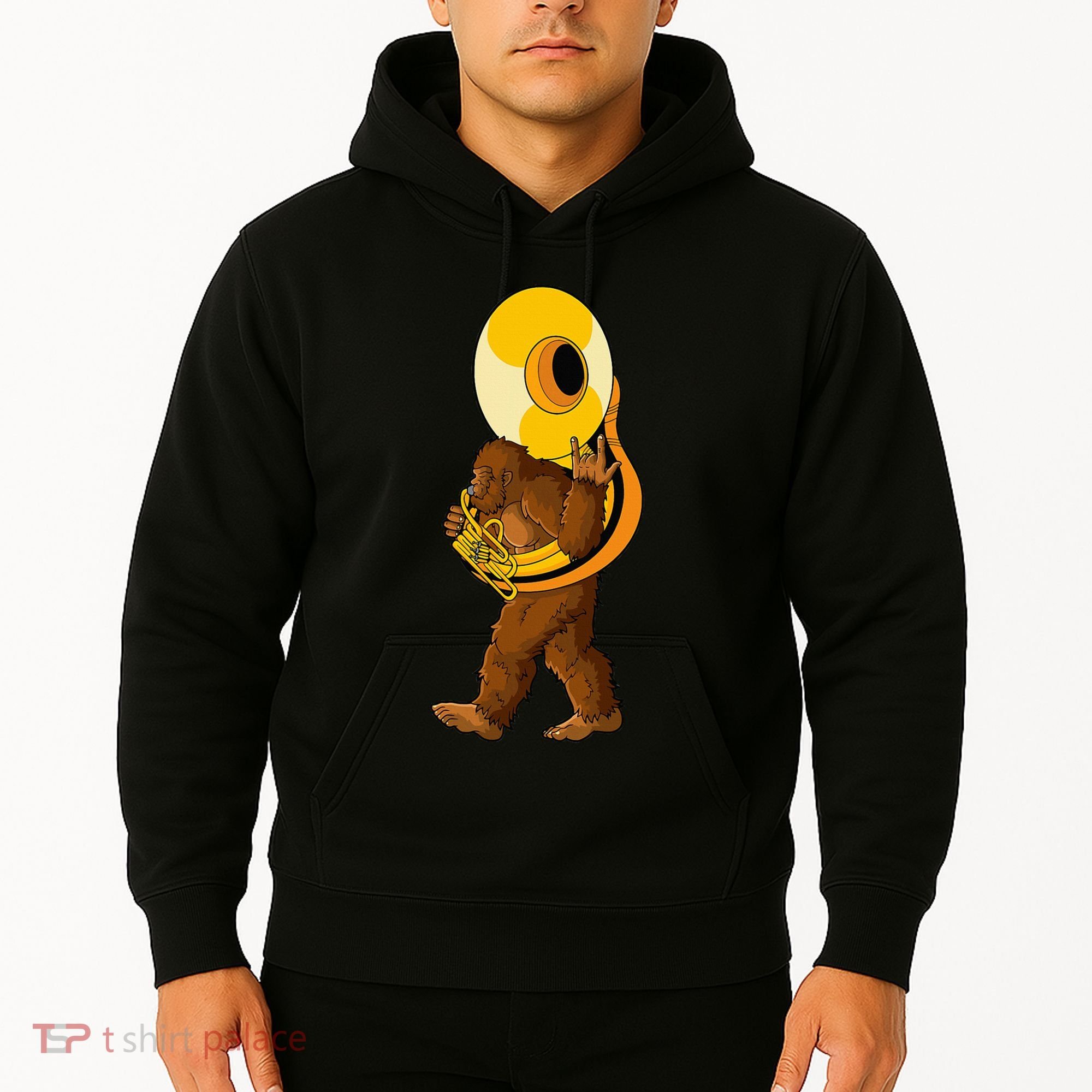 Bigfoot Playing Sousaphone Instrument Tuba Hoodie