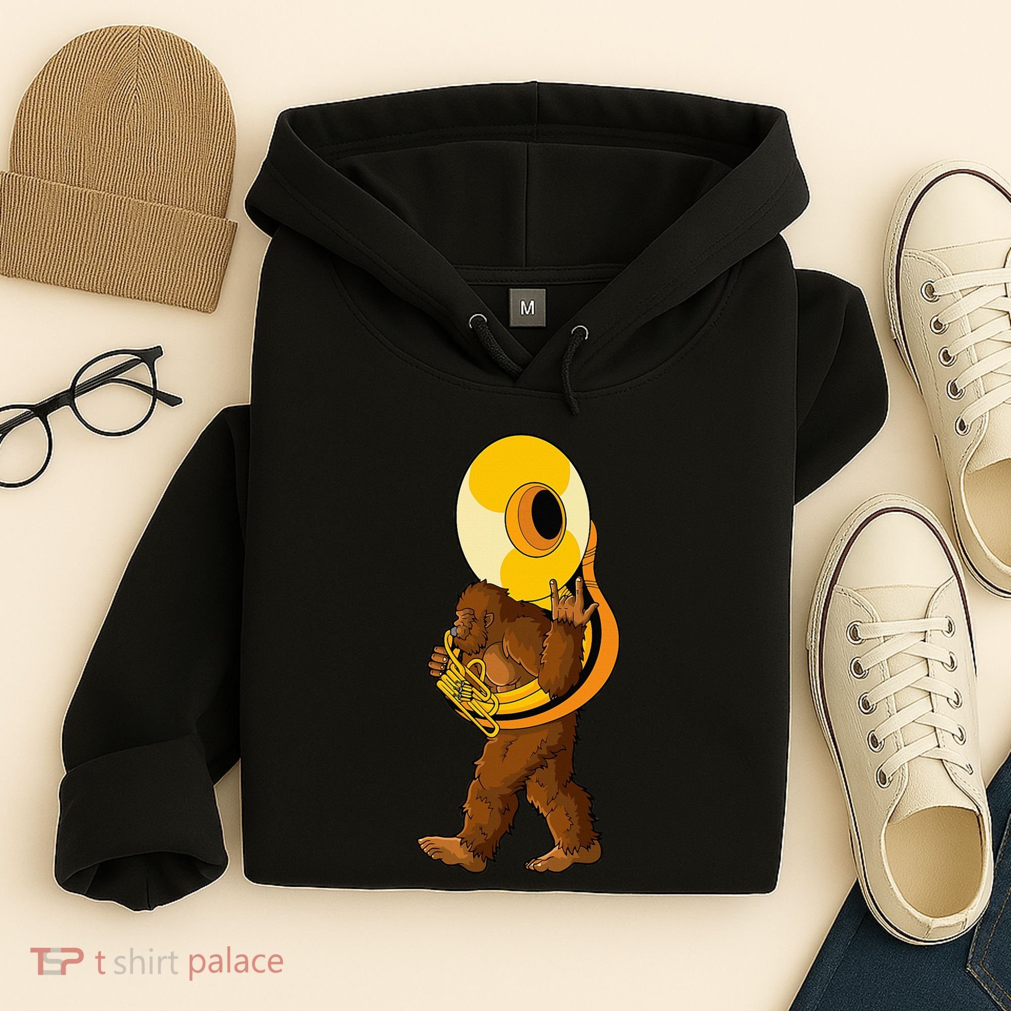 Bigfoot Playing Sousaphone Instrument Tuba Hoodie
