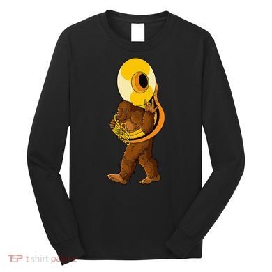 Bigfoot Playing Sousaphone Instrument Tuba Long Sleeve Shirt