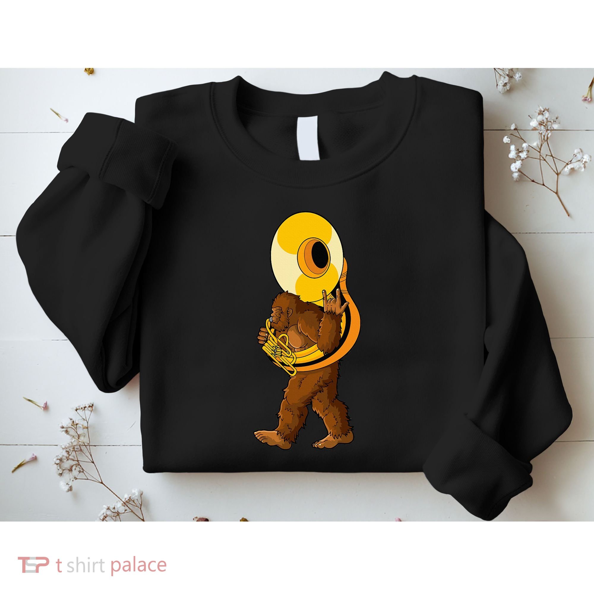 Bigfoot Playing Sousaphone Instrument Tuba Sweatshirt