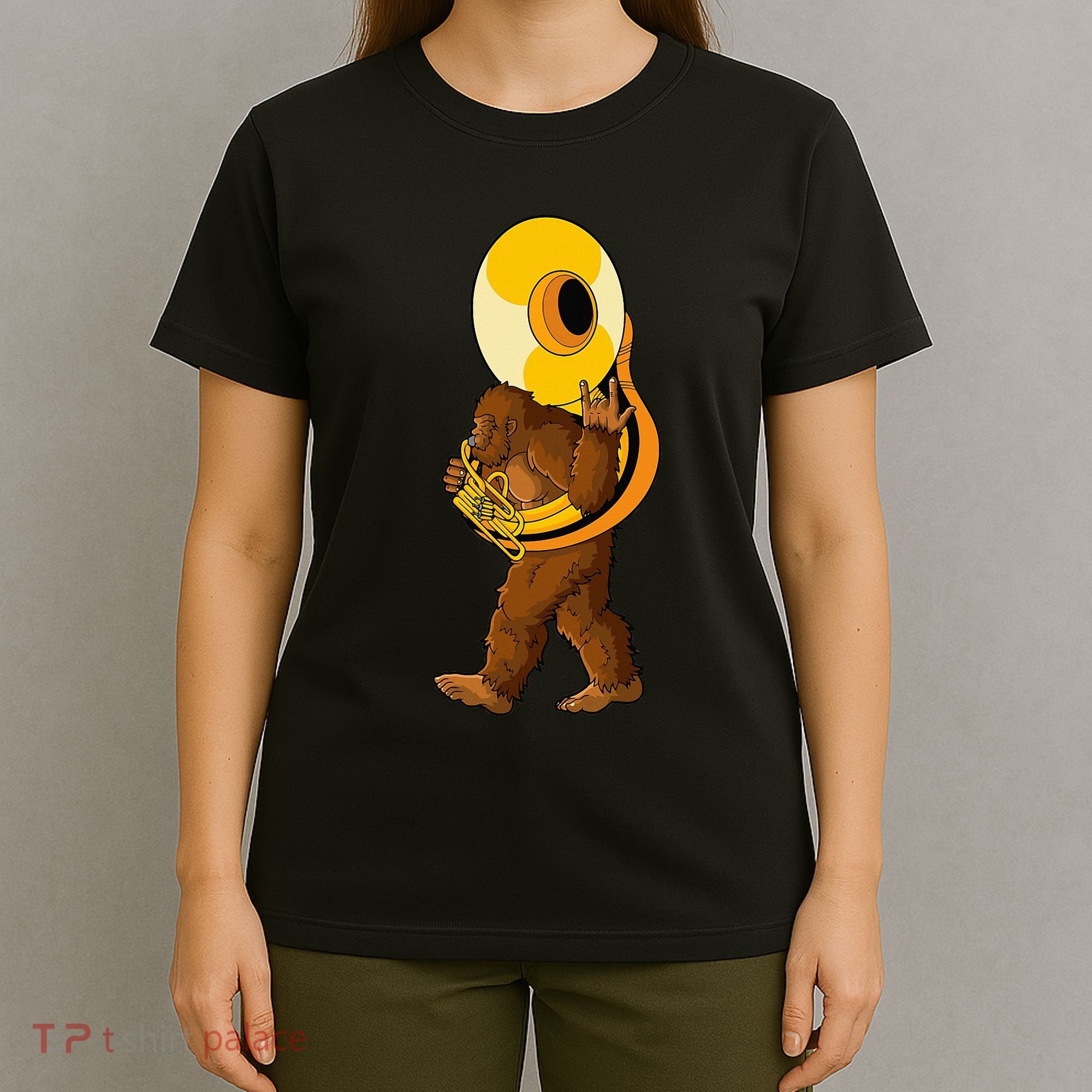 Bigfoot Playing Sousaphone Instrument Tuba T-Shirt