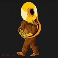 Bigfoot Playing Sousaphone Instrument Tuba Bucket Hat thumb 4