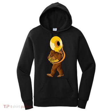 Bigfoot Playing Sousaphone Instrument Tuba Women's Hoodie