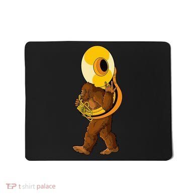 Bigfoot Playing Sousaphone Instrument Tuba Mousepad