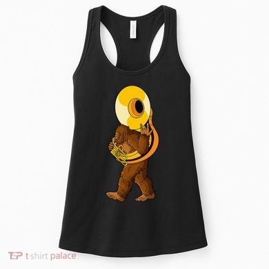 Bigfoot Playing Sousaphone Instrument Tuba Women's Tank Top