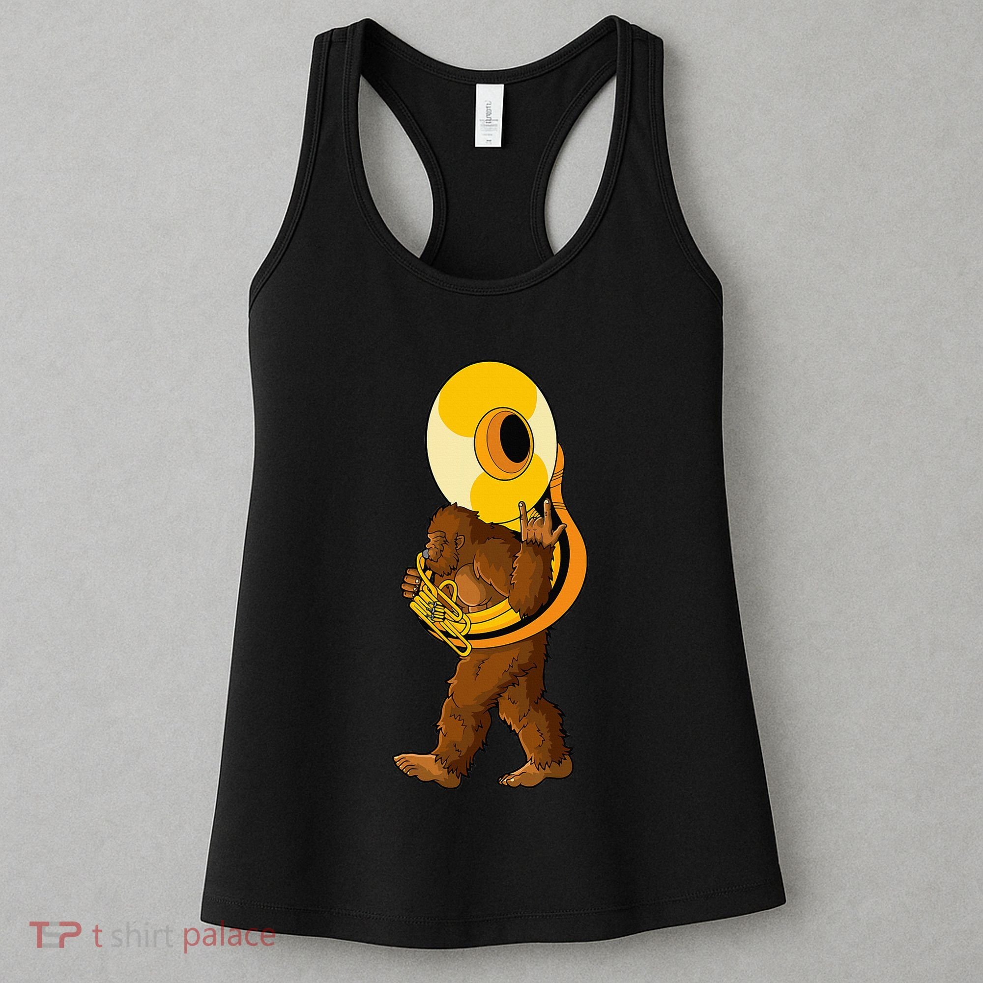 Bigfoot Playing Sousaphone Instrument Tuba Women's Tank Top