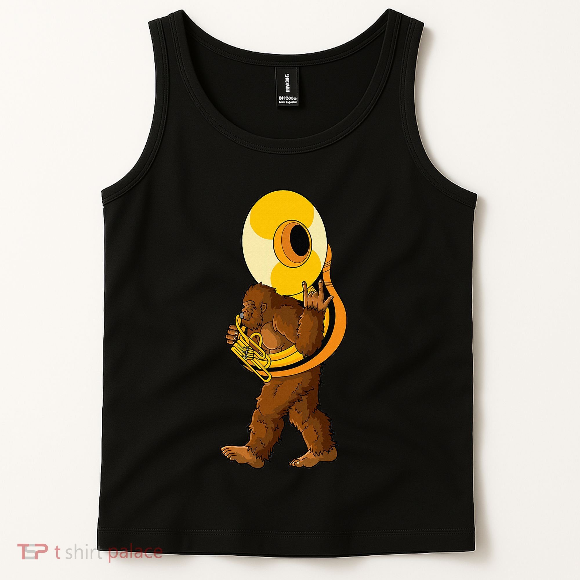 Bigfoot Playing Sousaphone Instrument Tuba Tank Top