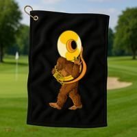 Bigfoot Playing Sousaphone Instrument Tuba Golf Towel thumb 1