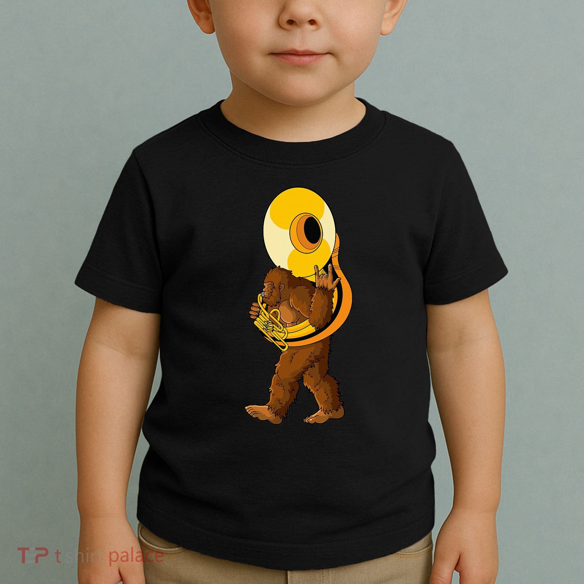 Bigfoot Playing Sousaphone Instrument Tuba Toddler T-Shirt