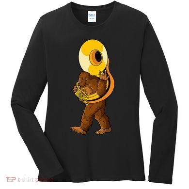 Bigfoot Playing Sousaphone Instrument Tuba Women's Long Sleeve Shirt