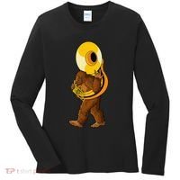 Bigfoot Playing Sousaphone Instrument Tuba Women's Long Sleeve Shirt thumb 0
