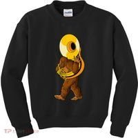 Bigfoot Playing Sousaphone Instrument Tuba Kids Sweatshirt thumb 0