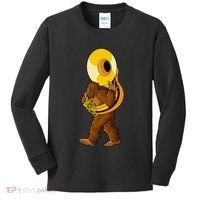 Bigfoot Playing Sousaphone Instrument Tuba Kids Long Sleeve Shirt thumb 0