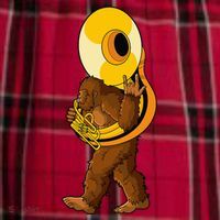 Bigfoot Playing Sousaphone Instrument Tuba Men's Flannel Plaid Pajama Pants thumb 2