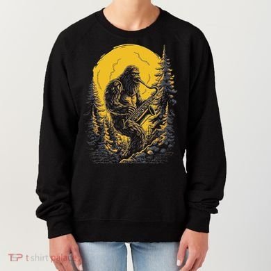 Bigfoot Playing Saxophone Aesthetic Sasquatch Saxophone Women's Sweatshirt