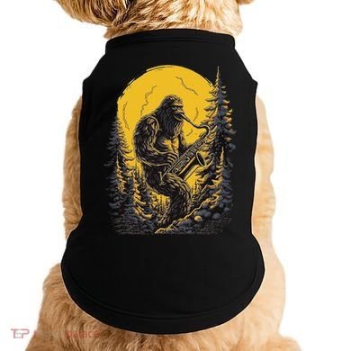 Bigfoot Playing Saxophone Aesthetic Sasquatch Saxophone Doggie Tank