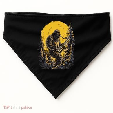 Bigfoot Playing Saxophone Aesthetic Sasquatch Saxophone USA-Made Doggie Bandana