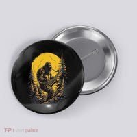 Bigfoot Playing Saxophone Aesthetic Sasquatch Saxophone Button thumb 0