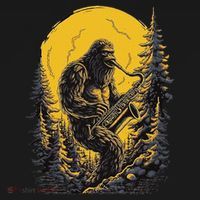 Bigfoot Playing Saxophone Aesthetic Sasquatch Saxophone Coaster thumb 2
