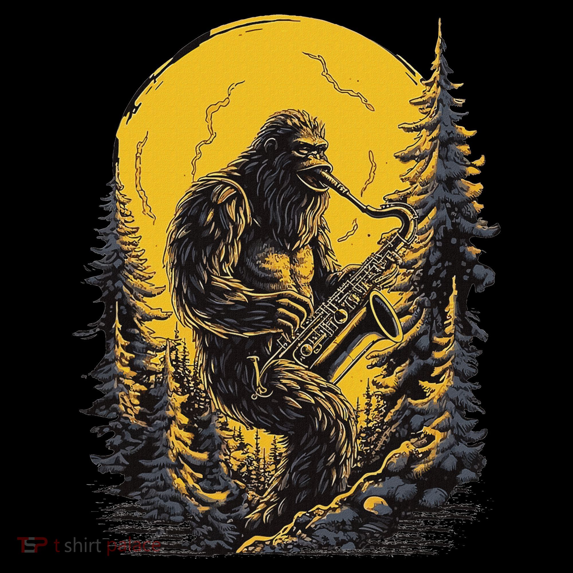 Bigfoot Playing Saxophone Aesthetic Sasquatch Saxophone Women's Hoodie