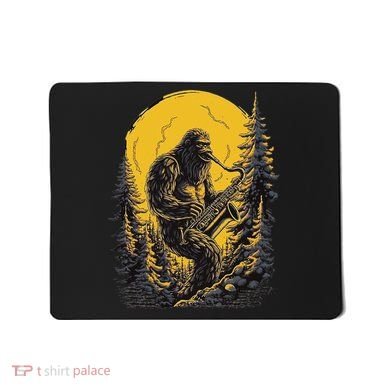 Bigfoot Playing Saxophone Aesthetic Sasquatch Saxophone Mousepad