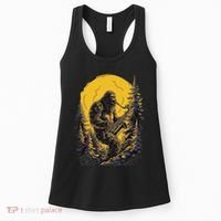 Bigfoot Playing Saxophone Aesthetic Sasquatch Saxophone Women's Tank Top thumb 0