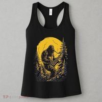Bigfoot Playing Saxophone Aesthetic Sasquatch Saxophone Women's Tank Top thumb 3