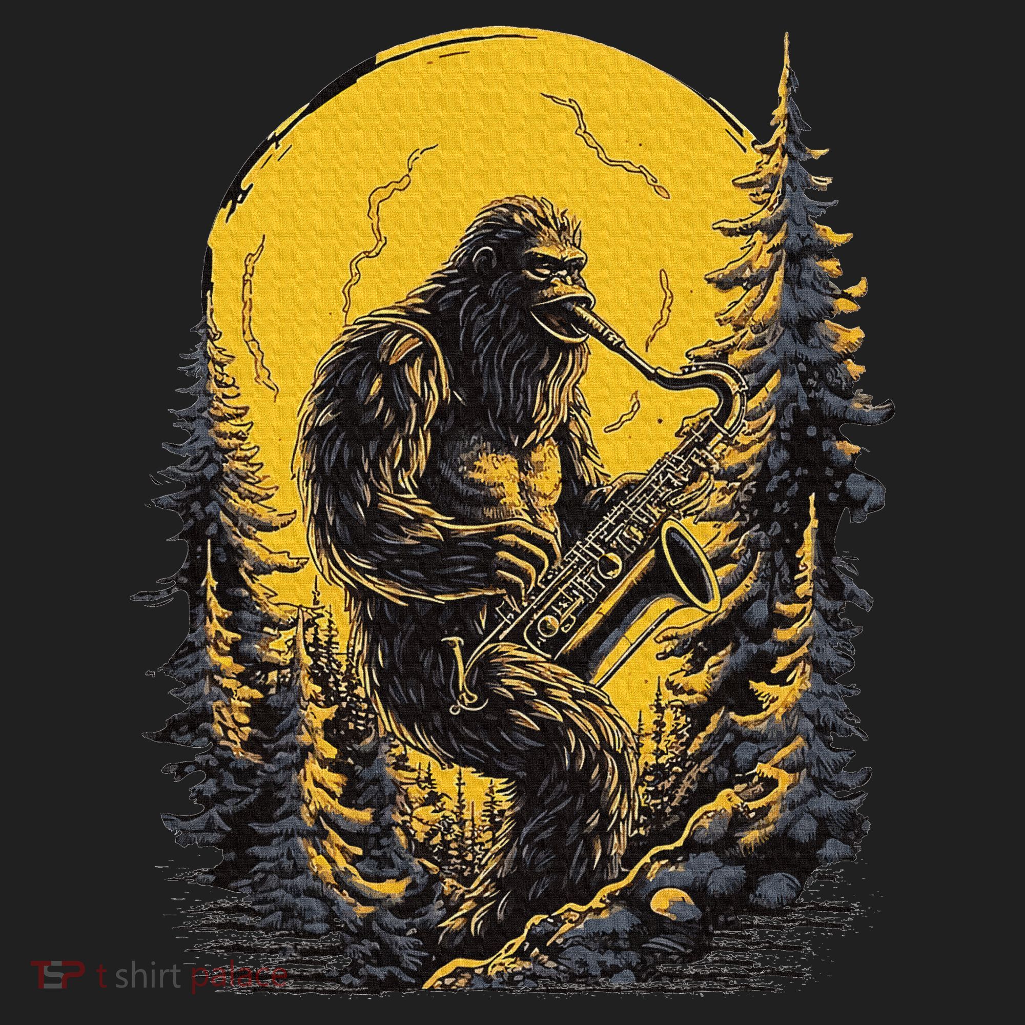 Bigfoot Playing Saxophone Aesthetic Sasquatch Saxophone Hat