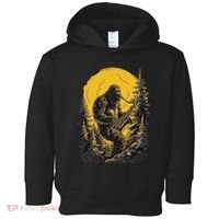 Bigfoot Playing Saxophone Aesthetic Sasquatch Saxophone Toddler Hoodie thumb 0