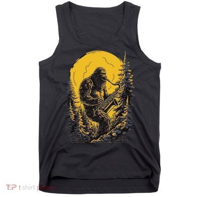 Bigfoot Playing Saxophone Aesthetic Sasquatch Saxophone Tank Top