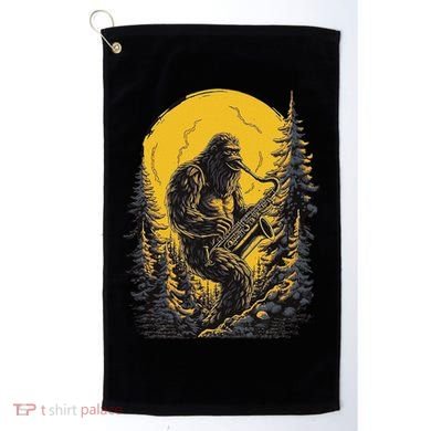 Bigfoot Playing Saxophone Aesthetic Sasquatch Saxophone Golf Towel