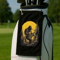 Bigfoot Playing Saxophone Aesthetic Sasquatch Saxophone Golf Towel thumb 2