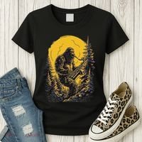 Bigfoot Playing Saxophone Aesthetic Sasquatch Saxophone Women's T-Shirt thumb 3