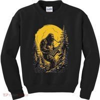 Bigfoot Playing Saxophone Aesthetic Sasquatch Saxophone Kids Sweatshirt thumb 0