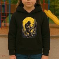 Bigfoot Playing Saxophone Aesthetic Sasquatch Saxophone Kids Hoodie thumb 3