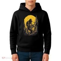 Bigfoot Playing Saxophone Aesthetic Sasquatch Saxophone Kids Hoodie thumb 4