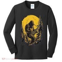 Bigfoot Playing Saxophone Aesthetic Sasquatch Saxophone Kids Long Sleeve Shirt thumb 0