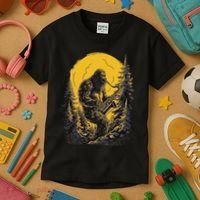 Bigfoot Playing Saxophone Aesthetic Sasquatch Saxophone Kids T-Shirt thumb 3