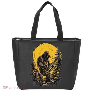 Bigfoot Playing Saxophone Aesthetic Sasquatch Saxophone Tote Bag