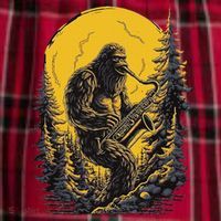 Bigfoot Playing Saxophone Aesthetic Sasquatch Saxophone Women's Flannel Plaid Pajama Pants thumb 2